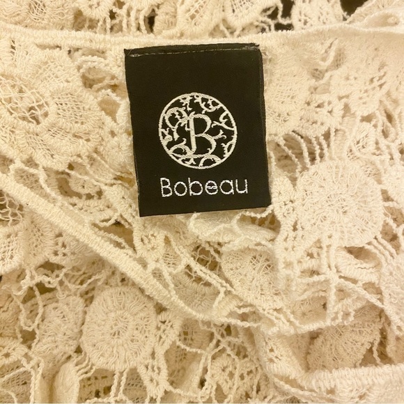 Bobeau Crochet Tank Top Cream Ivory Floral Cover Up Loose Fit Relaxed Sz Medium - Picture 4 of 8
